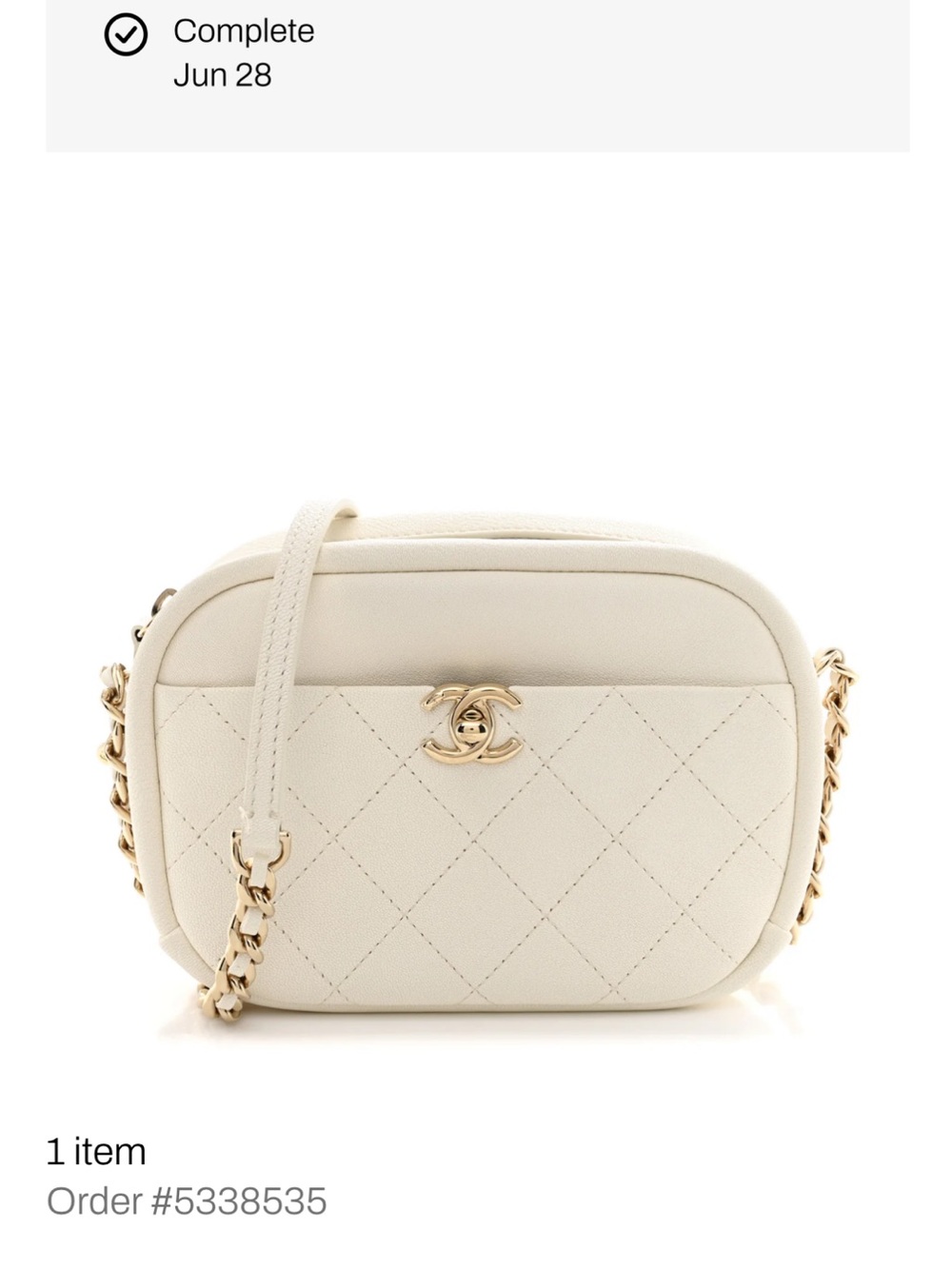 Chanel Goatskin Quilted Small Casual Trip Camera Case White